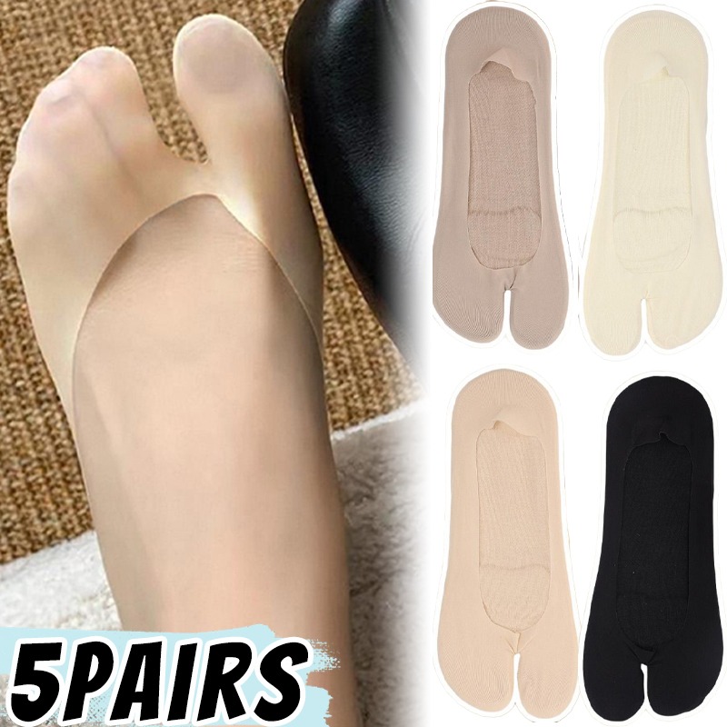1/5pairs Women Ice Silk Tabi S - Toe Sock Split recension och pris
