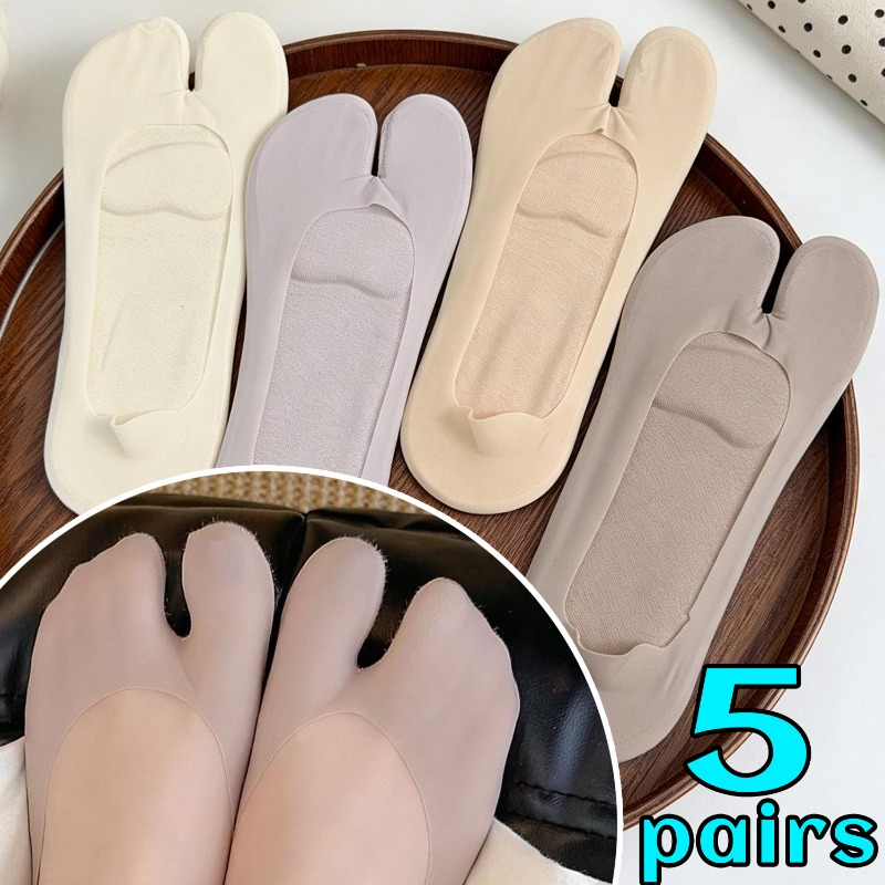 1/5pairs Women Ice Silk Tabi S - Toe Sock Split recension och pris