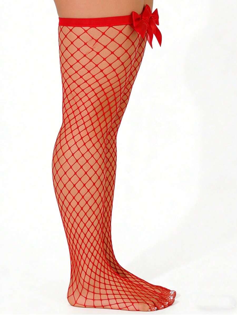 Bow Decor Fishnet Thigh High S - Fishnet Stocking Women recension och pris